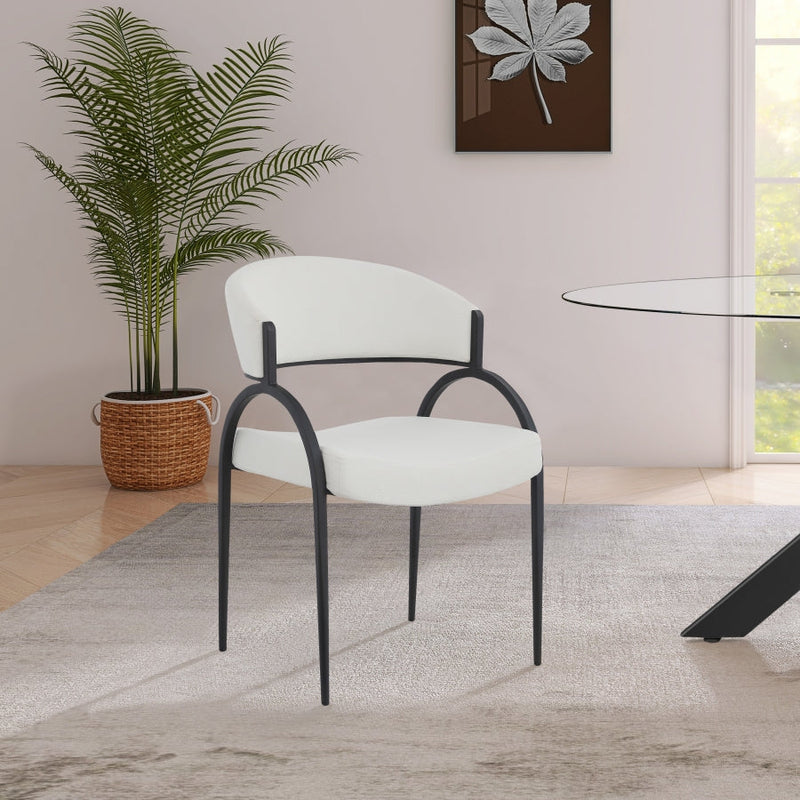 Privet Linen Textured Fabric Upholstered Dining Chair in Cream, Set of 2 - 931Cream-C