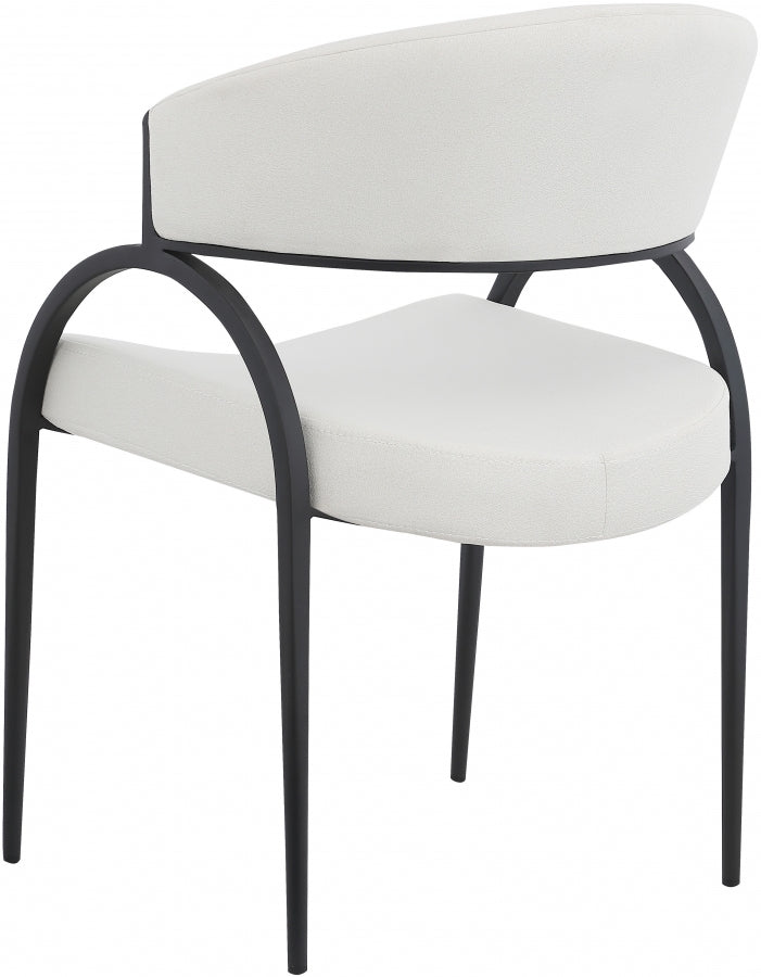 Privet Linen Textured Fabric Upholstered Dining Chair in Cream, Set of 2 - 931Cream-C