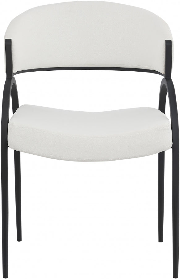 Privet Linen Textured Fabric Upholstered Dining Chair in Cream, Set of 2 - 931Cream-C