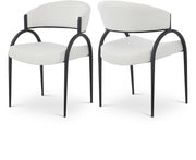 Privet Linen Textured Fabric Upholstered Dining Chair in Cream, Set of 2 - 931Cream-C