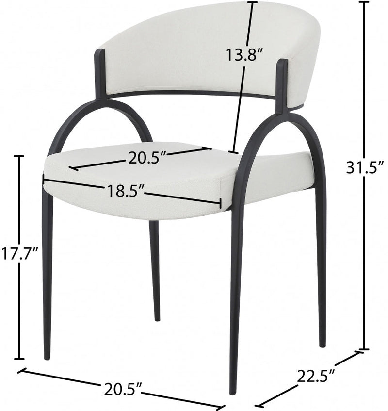 Privet Linen Textured Fabric Upholstered Dining Chair in Cream, Set of 2 - 931Cream-C