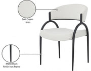 Privet Linen Textured Fabric Upholstered Dining Chair in Cream, Set of 2 - 931Cream-C