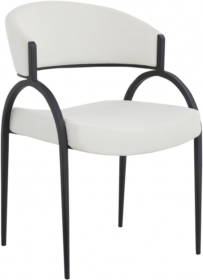 Privet Linen Textured Fabric Upholstered Dining Chair in Cream, Set of 2 - 931Cream-C