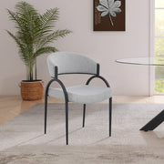 Privet Linen Textured Fabric Upholstered Dining Chair in Grey, Set of 2 - 931Grey-C