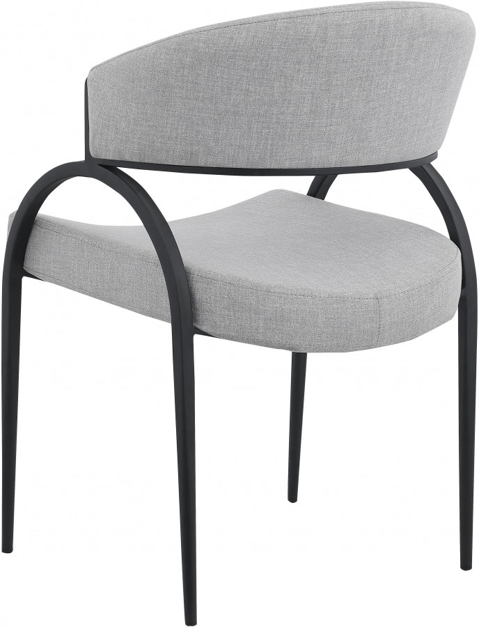Privet Linen Textured Fabric Upholstered Dining Chair in Grey, Set of 2 - 931Grey-C