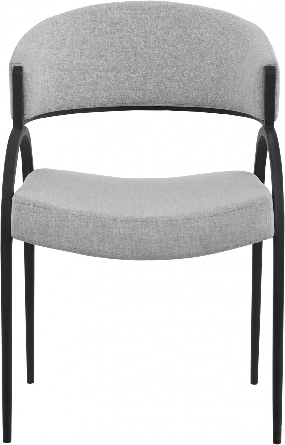 Privet Linen Textured Fabric Upholstered Dining Chair in Grey, Set of 2 - 931Grey-C