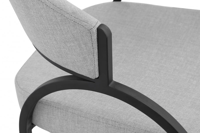 Privet Linen Textured Fabric Upholstered Dining Chair in Grey, Set of 2 - 931Grey-C
