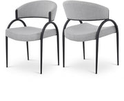 Privet Linen Textured Fabric Upholstered Dining Chair in Grey, Set of 2 - 931Grey-C