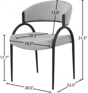 Privet Linen Textured Fabric Upholstered Dining Chair in Grey, Set of 2 - 931Grey-C