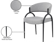 Privet Linen Textured Fabric Upholstered Dining Chair in Grey, Set of 2 - 931Grey-C