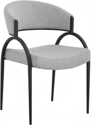 Privet Linen Textured Fabric Upholstered Dining Chair in Grey, Set of 2 - 931Grey-C