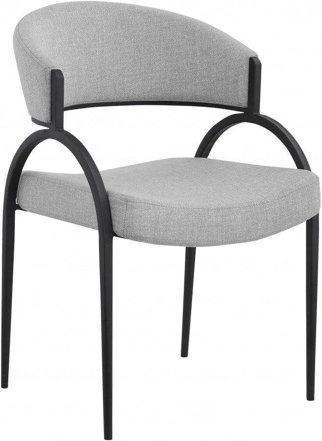 Privet Linen Textured Fabric Upholstered Dining Chair in Grey, Set of 2 - 931Grey-C