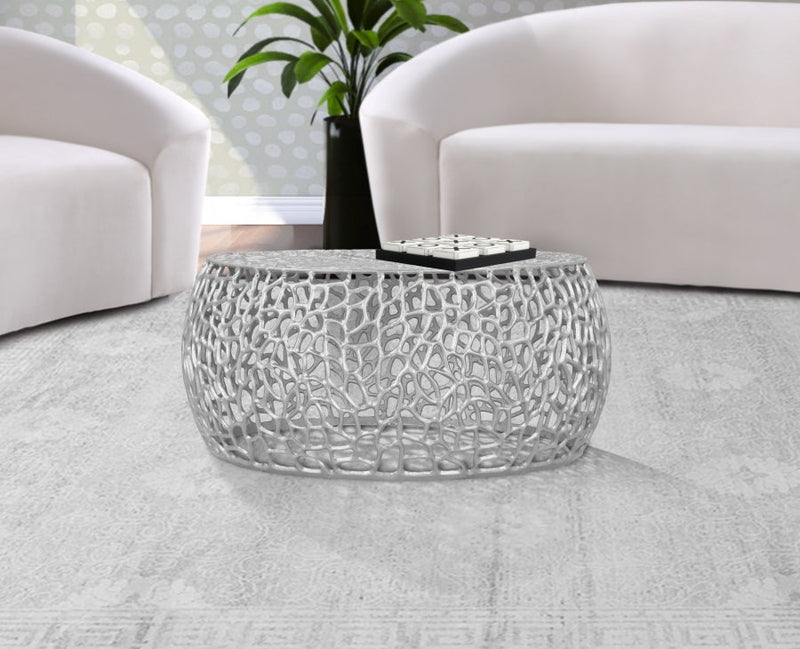 Priya Aluminum Coffee Table in Silver - 224Silver-C