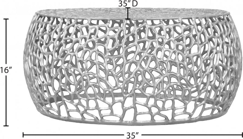 Priya Aluminum Coffee Table in Silver - 224Silver-C