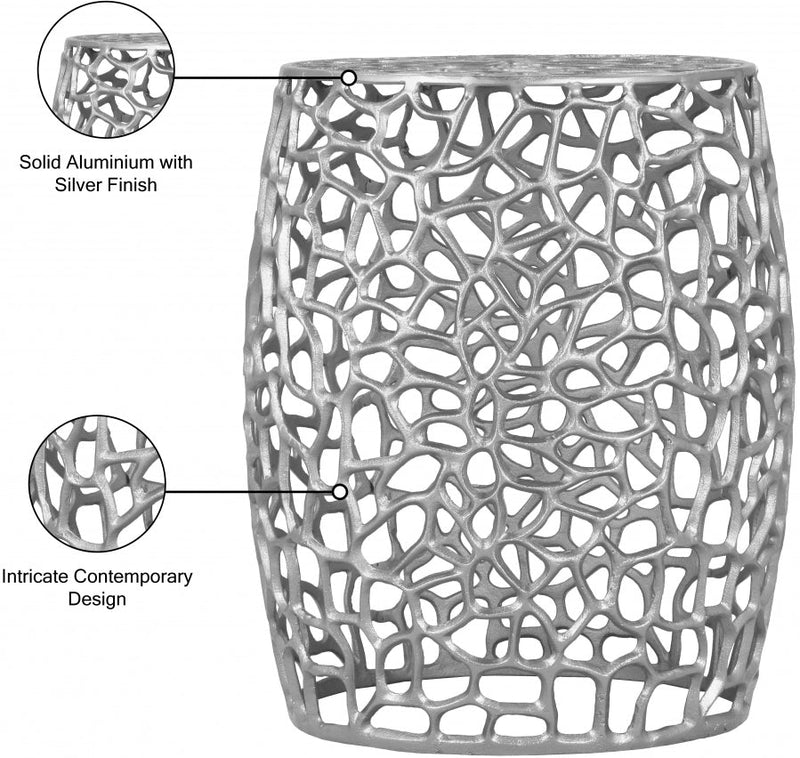 Priya Aluminum End Table in Silver - 224Silver-E