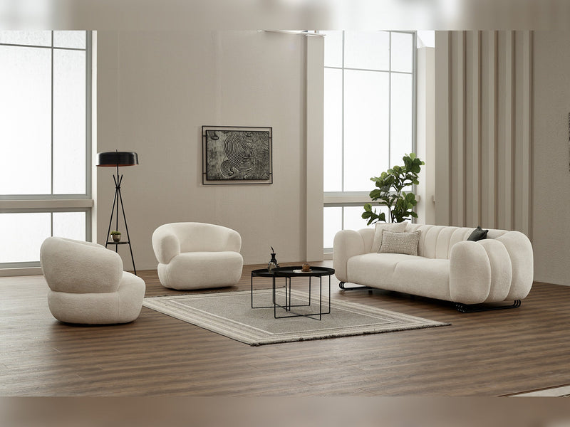 Puffy 3-pieces (Sofa & Loveseat & Chair) Livingroom Set in Cream - Brown - 200-SIM-PUF-ERATO08-ERATO07-321