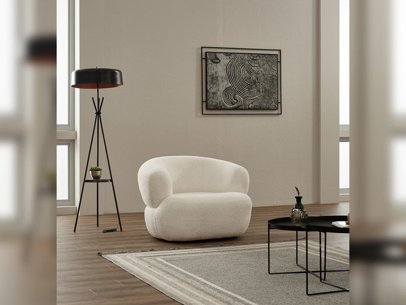 Puffy 3-pieces (Sofa & Loveseat & Chair) Livingroom Set in White - Black - 200-SIM-PUF-ERATO01-ERATO16-321