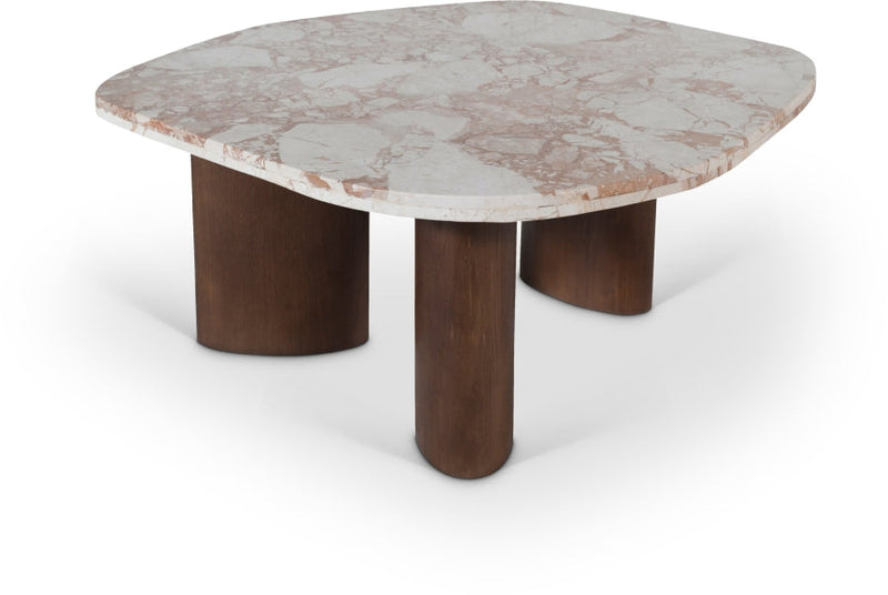 Puglia Marble Top And Oak Wood Base Coffee Table in Cream - 99057Breccia-CT