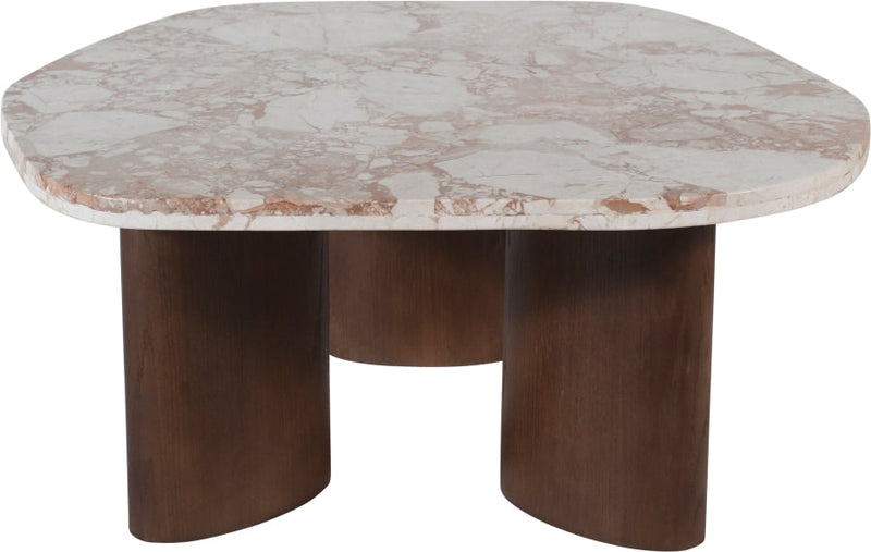 Puglia Marble Top And Oak Wood Base Coffee Table in Cream - 99057Breccia-CT