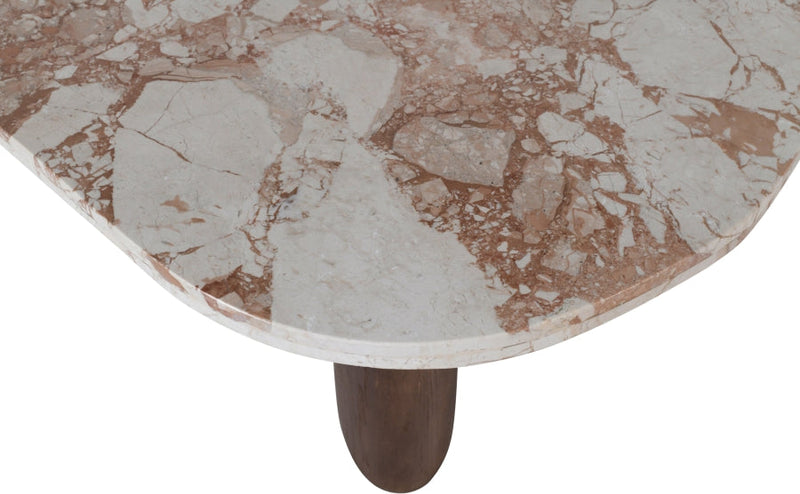 Puglia Marble Top And Oak Wood Base Coffee Table in Cream - 99057Breccia-CT