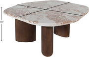 Puglia Marble Top And Oak Wood Base Coffee Table in Cream - 99057Breccia-CT