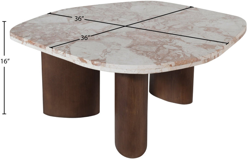 Puglia Marble Top And Oak Wood Base Coffee Table in Cream - 99057Breccia-CT