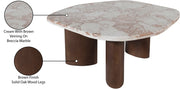 Puglia Marble Top And Oak Wood Base Coffee Table in Cream - 99057Breccia-CT