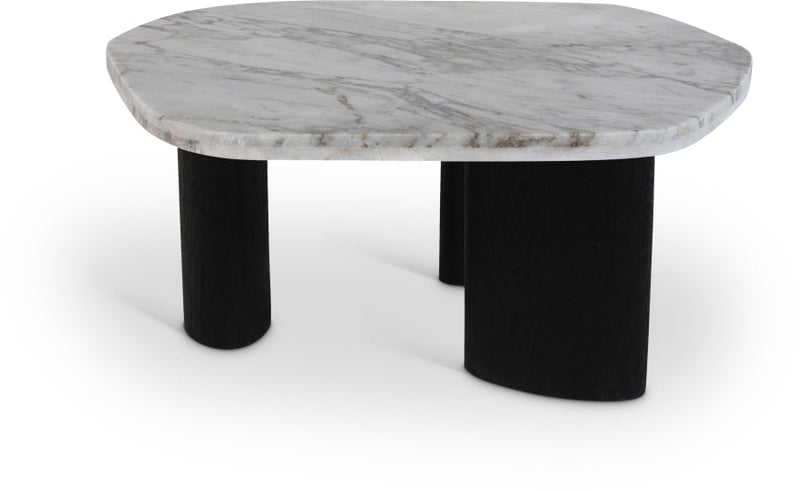 Puglia Marble Top And Oak Wood Base Coffee Table in White - 99058Viola-CT
