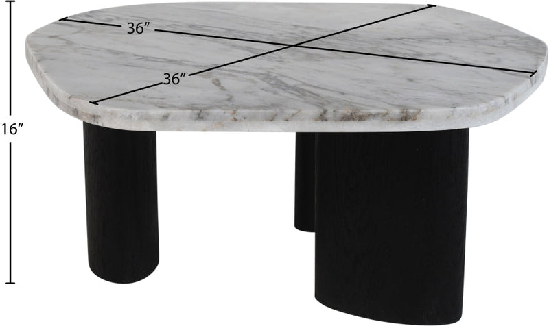 Puglia Marble Top And Oak Wood Base Coffee Table in White - 99058Viola-CT