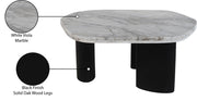 Puglia Marble Top And Oak Wood Base Coffee Table in White - 99058Viola-CT