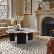 Puglia Marble Top And Oak Wood Base Coffee Table in White - 99058Viola-CT