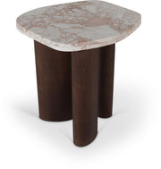 Puglia Marble Top And Oak Wood Base End Table in Cream - 99057Breccia-ET
