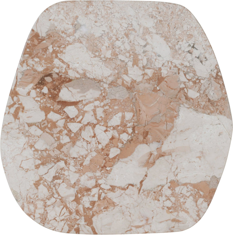 Puglia Marble Top And Oak Wood Base End Table in Cream - 99057Breccia-ET