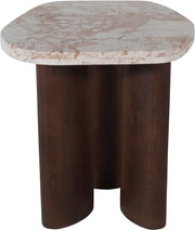 Puglia Marble Top And Oak Wood Base End Table in Cream - 99057Breccia-ET