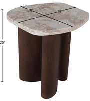 Puglia Marble Top And Oak Wood Base End Table in Cream - 99057Breccia-ET