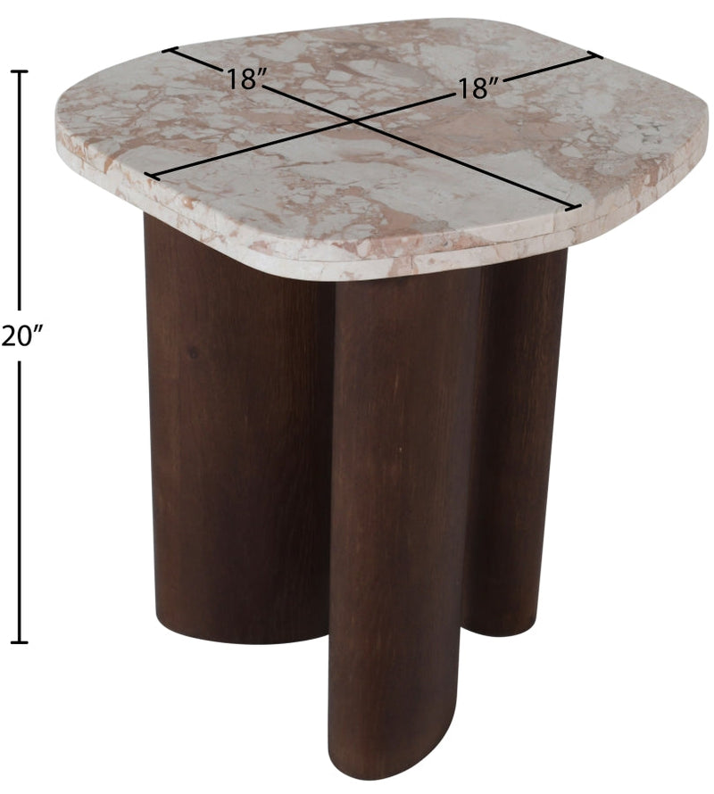 Puglia Marble Top And Oak Wood Base End Table in Cream - 99057Breccia-ET