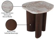 Puglia Marble Top And Oak Wood Base End Table in Cream - 99057Breccia-ET