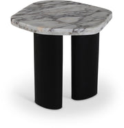 Puglia Marble Top And Oak Wood Base End Table in White - 99058Viola-ET