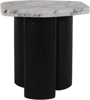 Puglia Marble Top And Oak Wood Base End Table in White - 99058Viola-ET