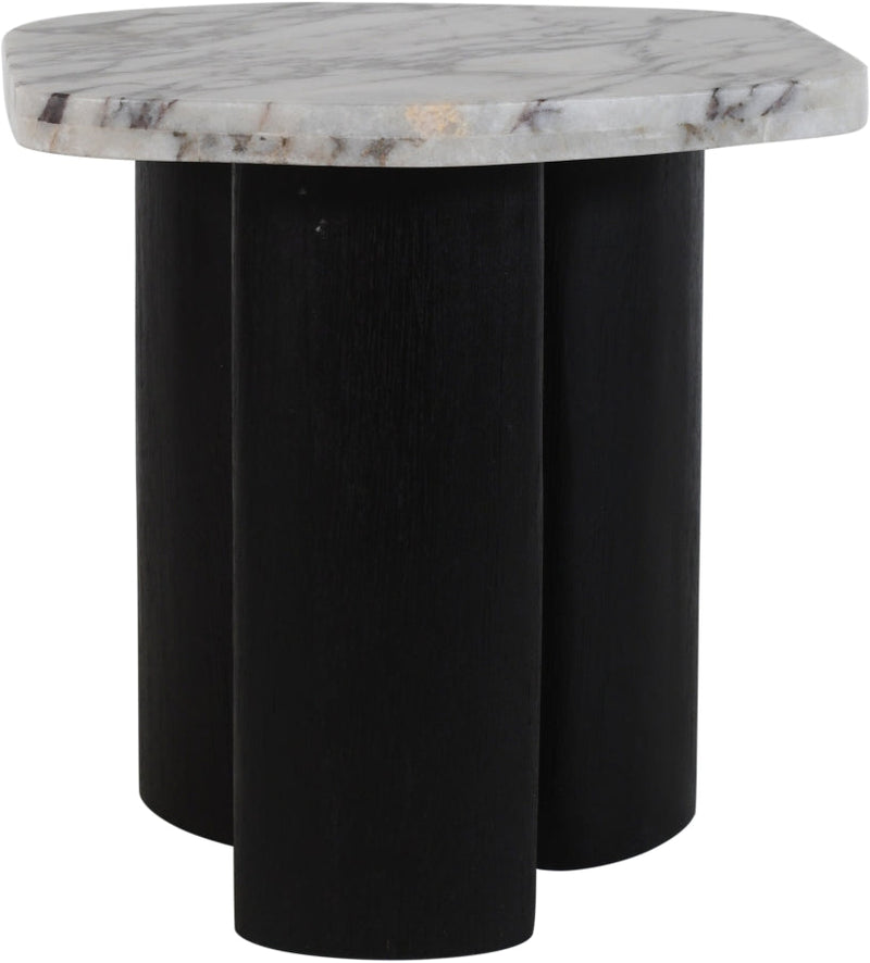 Puglia Marble Top And Oak Wood Base End Table in White - 99058Viola-ET