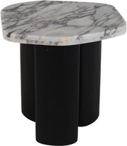 Puglia Marble Top And Oak Wood Base End Table in White - 99058Viola-ET