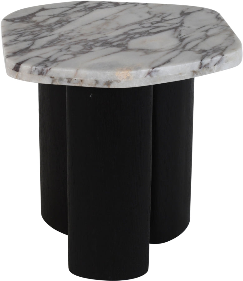Puglia Marble Top And Oak Wood Base End Table in White - 99058Viola-ET