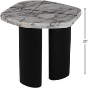Puglia Marble Top And Oak Wood Base End Table in White - 99058Viola-ET