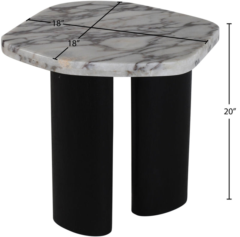Puglia Marble Top And Oak Wood Base End Table in White - 99058Viola-ET