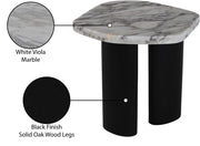 Puglia Marble Top And Oak Wood Base End Table in White - 99058Viola-ET