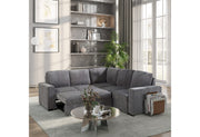 U2660 Grey Sectional W/O Chaise And W/ Pullout Sofa Bed - U2660-6-GREY-SECTIONAL W/O CHAISE AND W/ PULLOUT
