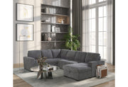 U2660 Grey Sectional W/Pull Out Sofa Bed - U2660-1-GREY-SECTIONAL W/ PULLOUT