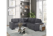 U2660 Grey Sectional W/O Chaise And W/ Pullout Sofa Bed - U2660-6-GREY-SECTIONAL W/O CHAISE AND W/ PULLOUT