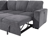 U2660 Grey Sectional W/O Chaise And W/ Pullout Sofa Bed - U2660-6-GREY-SECTIONAL W/O CHAISE AND W/ PULLOUT