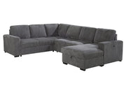 U2660 Grey Sectional W/Pull Out Sofa Bed - U2660-1-GREY-SECTIONAL W/ PULLOUT